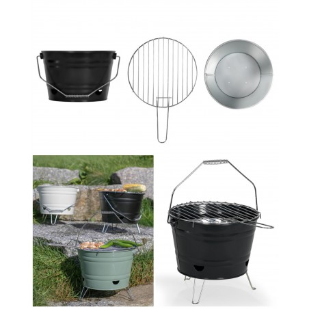 Barbecue portable à charbon noir Ø 27 cm Grille de cuisson chromée Pieds pliables