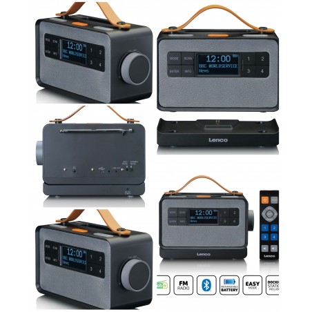 Radio FM/DAB+ Bluetooth 5.0 portable – grosses touches – fonction Easy Mode noir
