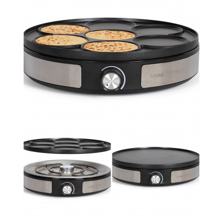 Crêpière Inox 2en1 – 33 cm antiadhésif 1 500 W – Plaque réversible