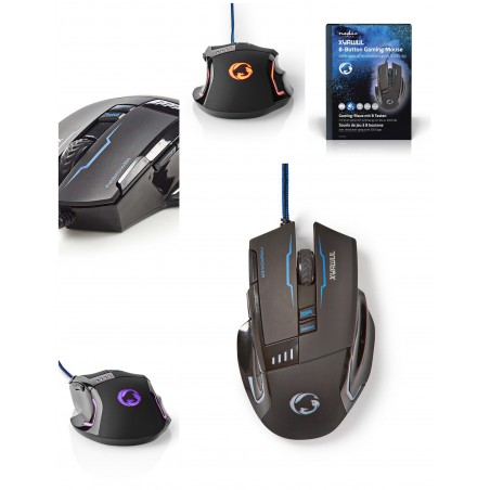 Souris gamer – Pro – filaire – 4000 ppp – 8 boutons – Éclairage RGB