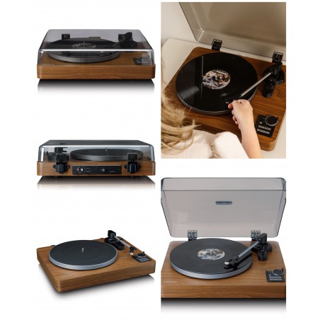 Platine Vinyle Bois vintage – Tourne-Disque – Bluetooth 5.3 – Platine Vinyle et préamplificateur