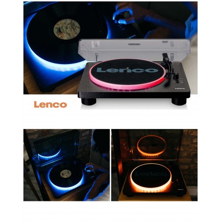 Platine vinyle LED RGB en Bois noir connection USB-PC – RCA 33-45-78 tr/min