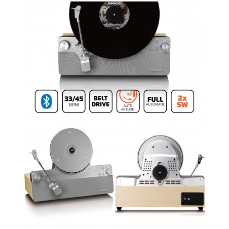 Platine Vinyle Verticale vintage grise – Tourne-Disque – TCD-071SI – Bluetooth 5.3 – Platine Vinyle