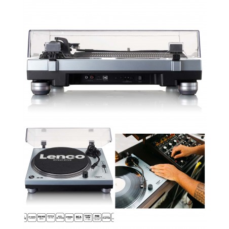 Platine vinyle LENCO bleu METAL – Entrainement direct stéréo avec encodage USB-PC-33/45 tours