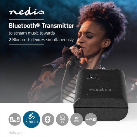 Émetteur Audio sans Fil | Bluetooth® | Jusqu'à 2 Écouteurs | Noir