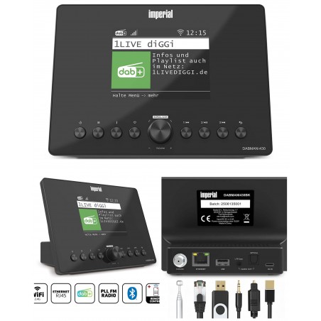 Radio hybride Bluetooth compacte – Internet, DAB+, tuner FM Hi-Fi, Wi-Fi et LAN