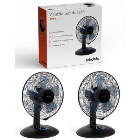 Ventilateur de table 40 cm 3 Vitesses Oscillation 60 W Hauteur réglable noir