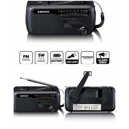 Radio FM portable OC Lampe LED de poche – Fonction power Bank Batterie rechargeable intégrée solaire