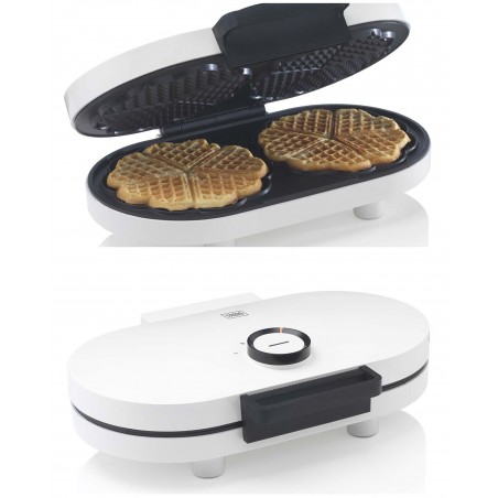 Gaufrier double en forme de cœur 1 200 W blanc