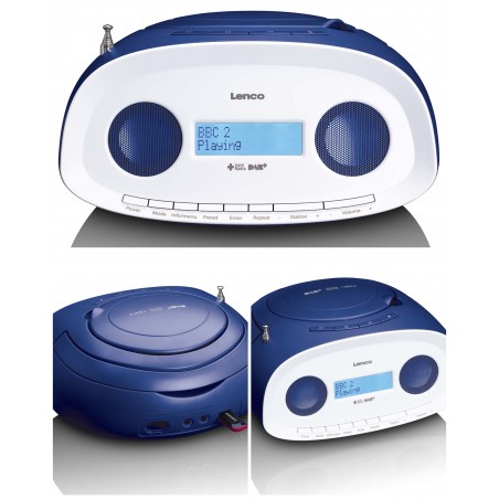 Radio FM DAB+ portable Lecteur CD/MP3/USB bleu et blanc