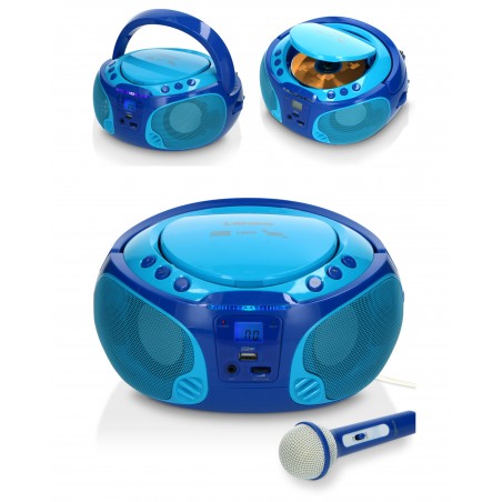 Radio FM portable Lecteur CD/MP3/USB/avec éclairage LED – micro filaire