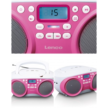 Radio FM portable Lecteur CD/MP3/USB/ rose