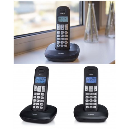 Téléphone DECT Rétroéclairé noir avec identification de l’appelant