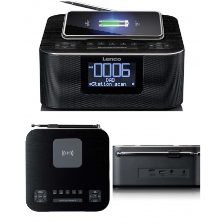 Radio-réveil stéréo avec DAB+ FM Chargement sans fil induction Bluetooth