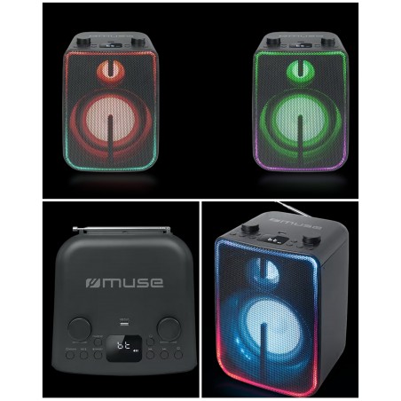 Enceinte portable 60 W Bluetooth Radio FM Effets lumineux full LED AUX/USB – micro filaire
