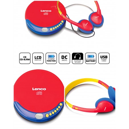 Lecteur CD portable MP3 Enfant – Discman portable anti-chocs argent CD, CD-R/RW, MP3