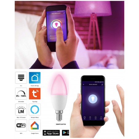 Lampe ampoule couleur LED intelligente E14 Wi-Fi RVB