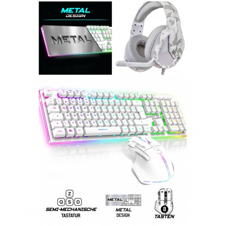 Pack gamer blanc + casque