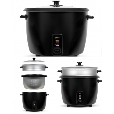 Cuiseur à Riz 2,8 L noir 1 000 W Inox + Panier vapeur Aluminium