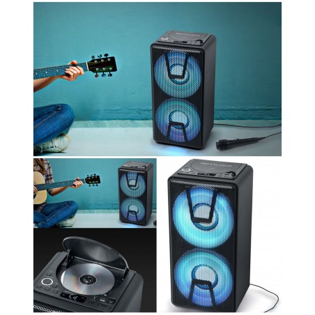 Enceinte portable Bluetooth CD – BT/CD/AUX/USB – 150 W – LED RGB – micro filaire