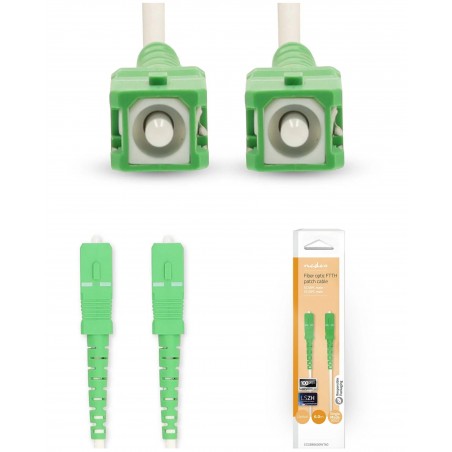 Câble de raccordement en fibre de verre SMF Single Mode Phase SC/APC-SC/APC-100 Gbps – 6,00 m blanc