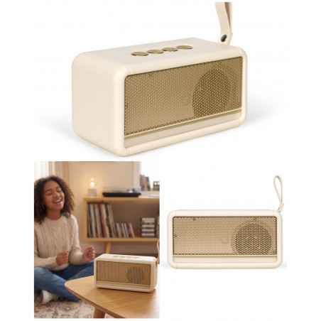 Enceinte portable Party Bluetooth rétro vintage Beige Stereo TWS
