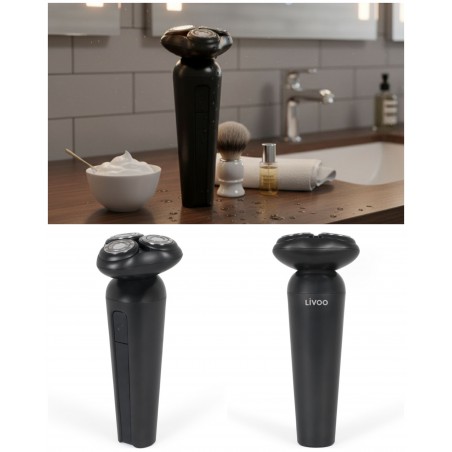 Rasoir électrique 3 têtes sans fil rechargeable pour tête et visage