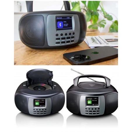 Boombox portable – radio DAB+ – FM – Bluetooth – lecteur CD – Ecran couleur