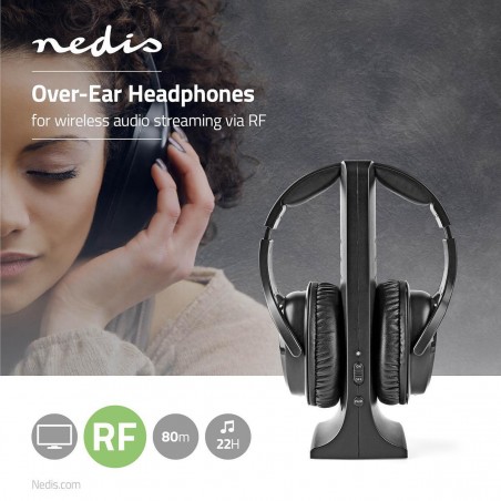 Casque sans Fil | Radio Fréquence (RF) | Arceau | Socle de Recharge | Noir