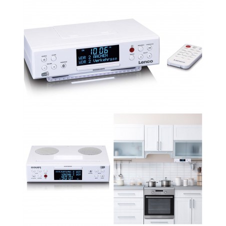 Radio FM DAB+ Bluetooth de cuisine – Eclairage LED – Horloge-Minuterie – blanc