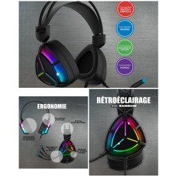 Casque PC Gamer RGB PC -...
