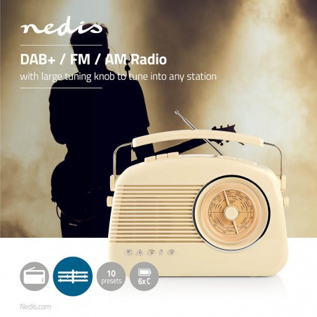 Radio DAB+ | 5,4 W | FM | Poignée de Transport | Beige