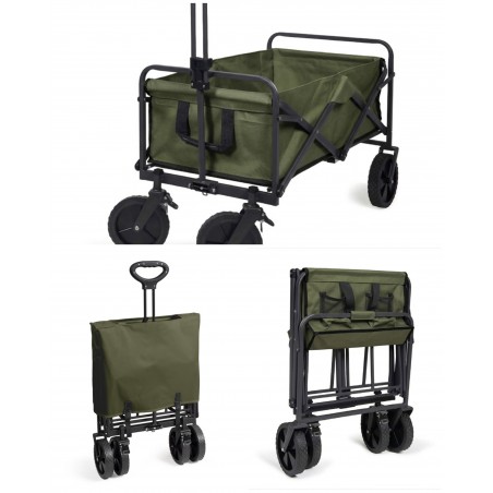 Chariot de transport pliable 89 L – 2 poches de rangement – Freins intégrés sur 2 roues