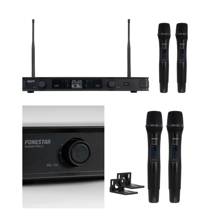DOUBLE micro Main UHF Pro Diversity sans fil LCD DJ PARTY 2 × 100 Fréquences DSP DUO