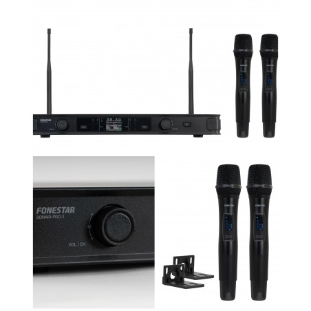 DOUBLE micro Main UHF Pro Diversity sans fil LCD DJ PARTY 2 × 100 Fréquences DSP DUO