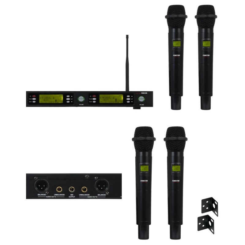 DOUBLE micro-Main UHF Pro Diversity sans fil – UHF-LCD DJ PARTY 32 canaux DSP DUO