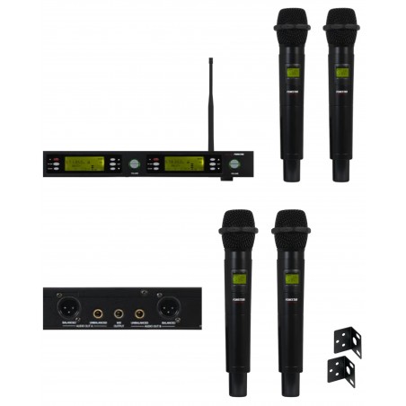 DOUBLE micro-Main UHF Pro Diversity sans fil – UHF-LCD DJ PARTY 32 canaux DSP DUO