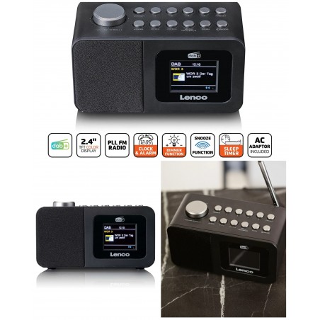 Radio FM/DAB+ – Écran couleur TFT 2,4” – minuteur de sommeil et double alarme noir