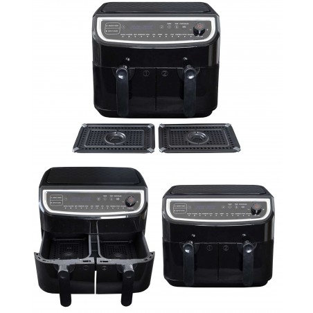 Friteuse sans huile – Air Fryer 4,5 L – 2 400 W – Multifonctionnelle 2 Cuves avec revêtement antiadhésif sans PFAS