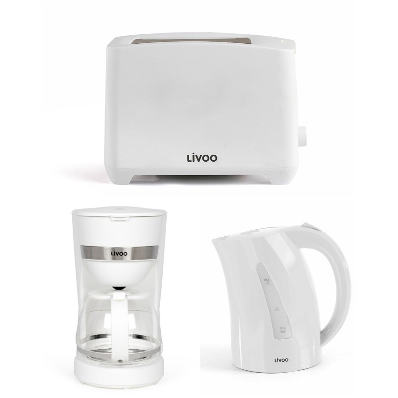 Bouilloire électrique 1,7 L – 2 200 W – grille-pain 2 Fentes 750 W – Cafetière