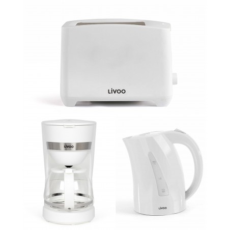 Bouilloire électrique 1,7 L – 2 200 W – grille-pain 2 Fentes 750 W – Cafetière