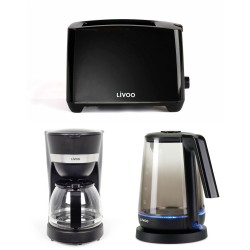 Bouilloire électrique 1,7 L – 2 200 W – grille-pain 2 Fentes 750 W – Cafetière