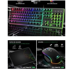 Pack gamer 3 EN 1RGB – Spirit of gamer – Pro-MK100 – clavier rétroéclairé – souris optique – 7 boutons – Tapis souris