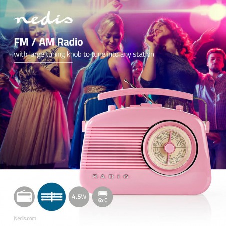 Radio FM | 4,5 W | Poignée de Transport | Rose