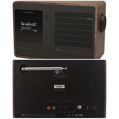 Radio Internet Hybride Stéréo avec Lecteur CD – FM/DAB+, Bluetooth 5.0 & Wi-Fi – Bois Noyer – Écran Couleur TFT LCD 2,8"