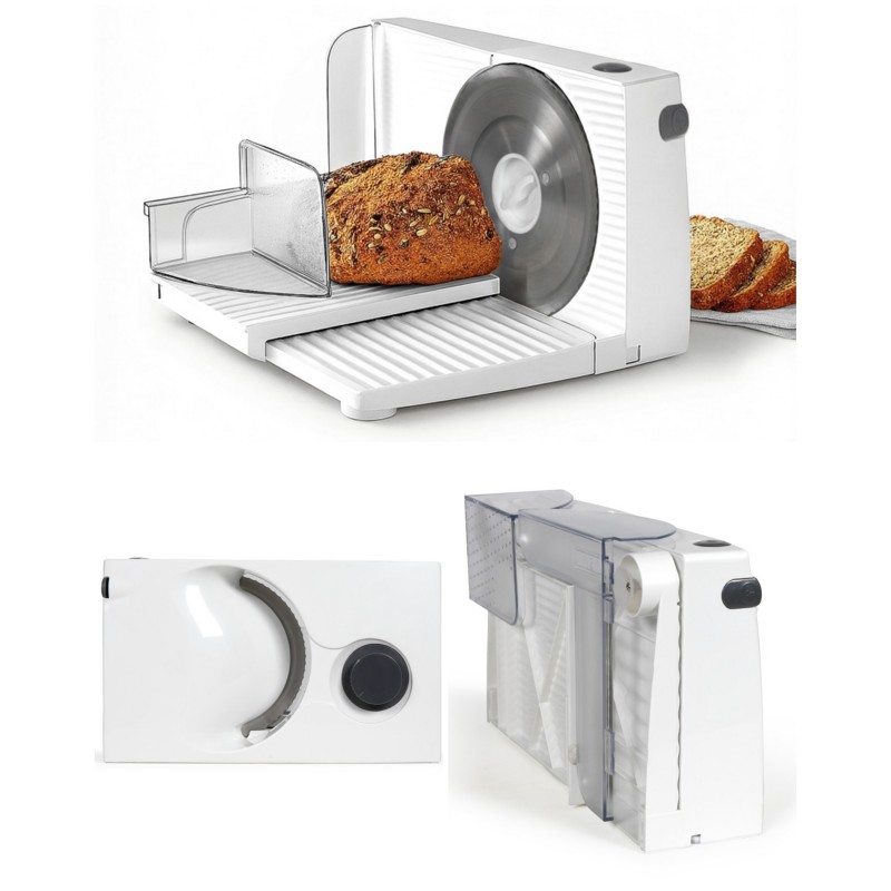 Trancheuse Électrique Pliante 150W – Lame en Acier Inoxydable – Format Compact – Blanche