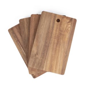 Set de 4 planches à découper en Bois avec support