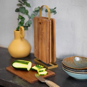 Set de 4 planches à découper en Bois avec support