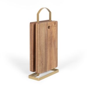 Set de 4 planches à découper en Bois avec support