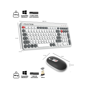 Pack Premium clavier sans fil + souris sans fil optique sans fil Desktop ADVANCE nano récepteur USB
